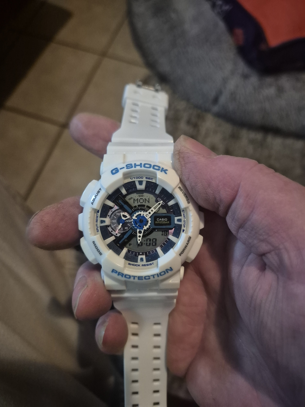 Casio G-SHOCK White and Blue Sport Watch